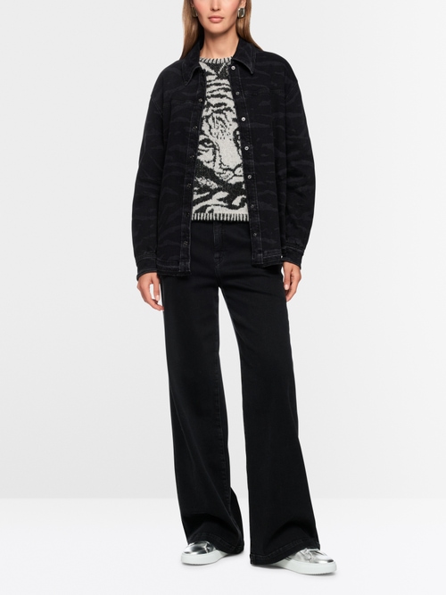 Chemisier en denim avec imprimé animalier