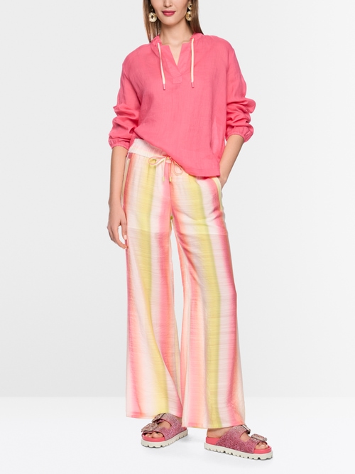 Long-sleeved blouse in ramie