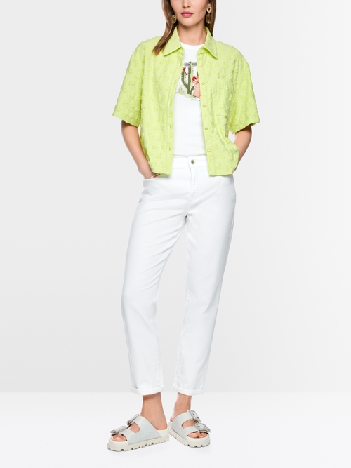 Short-sleeved towelling texture blouse