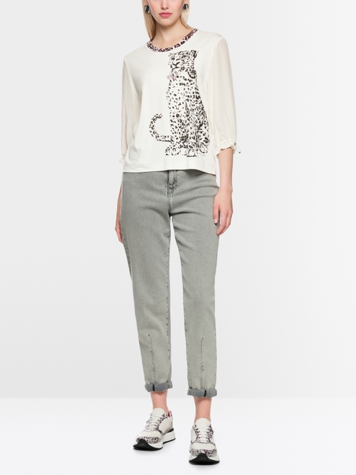 Blouse shirt with leopard print