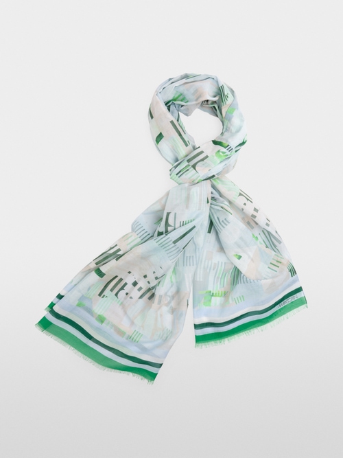 Multicoloured cotton scarf with silk