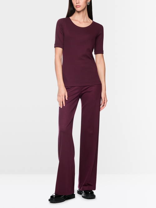 Stretch cotton shirt with half sleeves