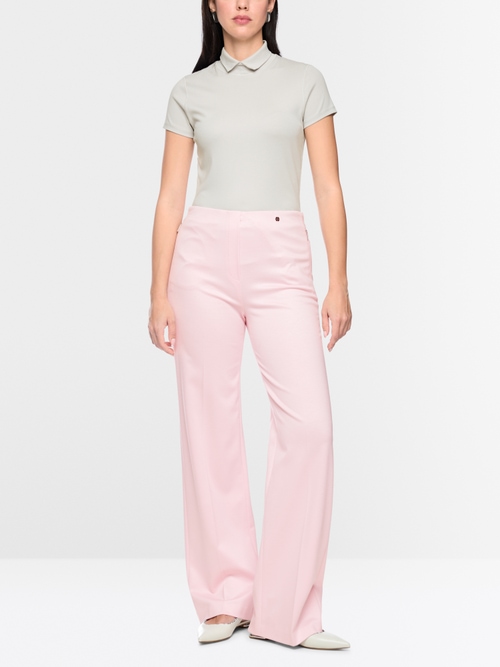 Stretch cotton shirt with raised collar