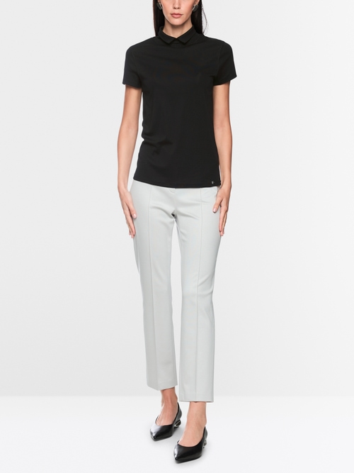 Stretch cotton shirt with raised collar