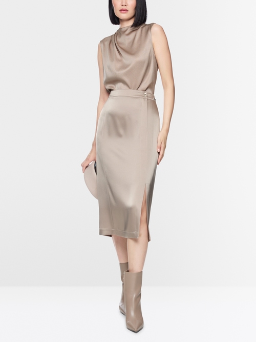 Flowing satin midi skirt