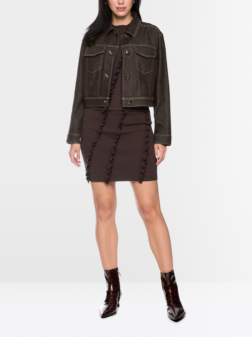 Short denim jacket with lurex