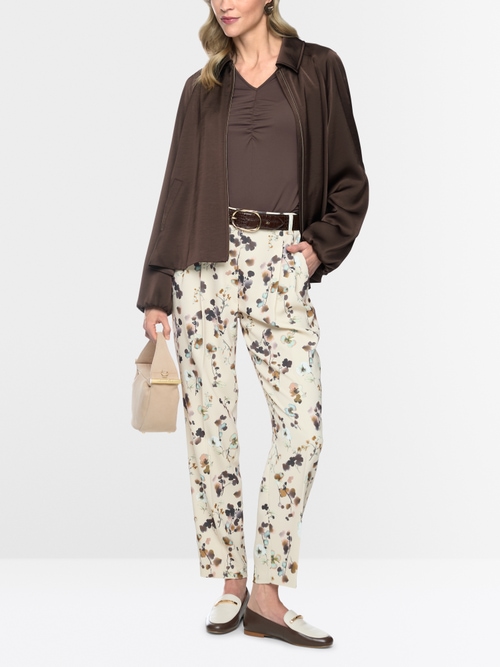 Flared jacket in shiny material