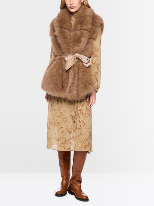 Faux fur waistcoat with quilted back