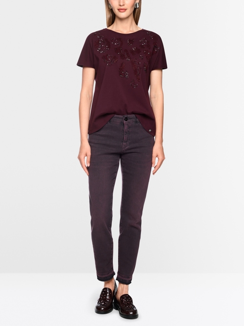 T-shirt with sequinned embroidery