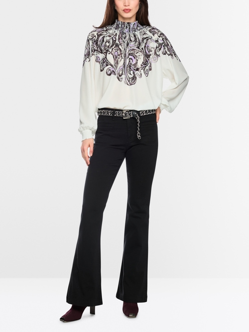 High-necked blouse with print