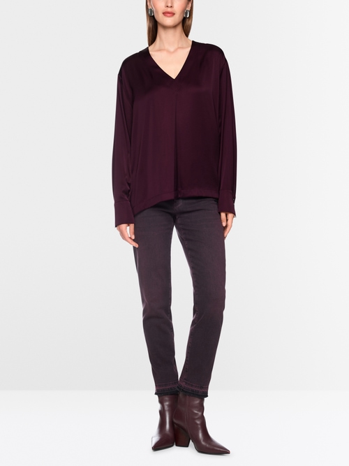 V-neck blouse in satin-effect finish