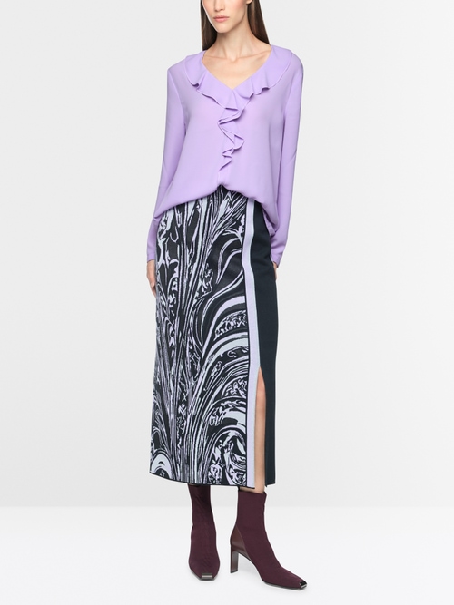 Blouse with flounces