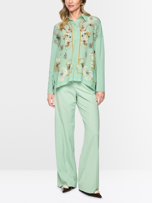 Shirt blouse in blend of materials