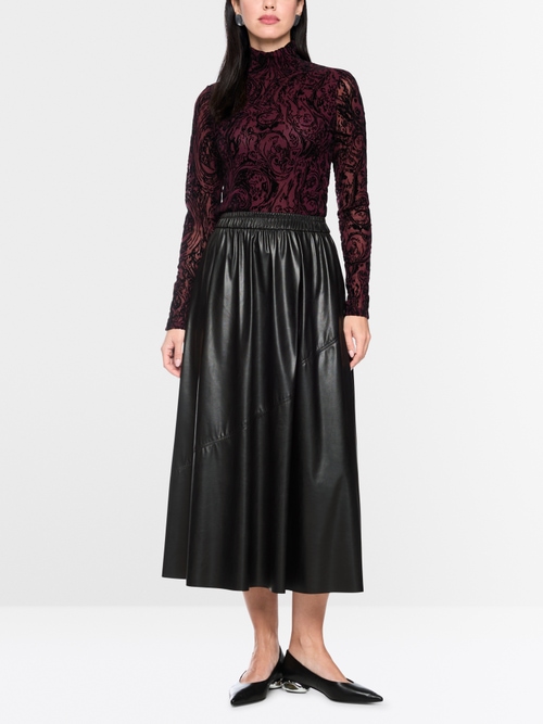 Leather-look midi skirt