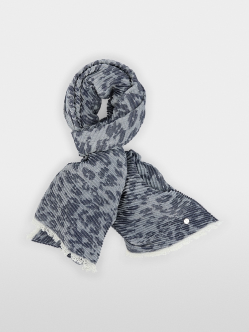 Pleated leopard-print scarf