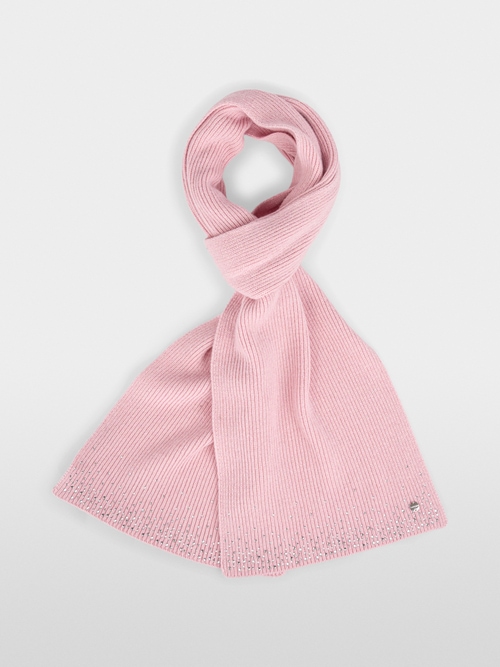 Fine-knit scarf with rhinestones