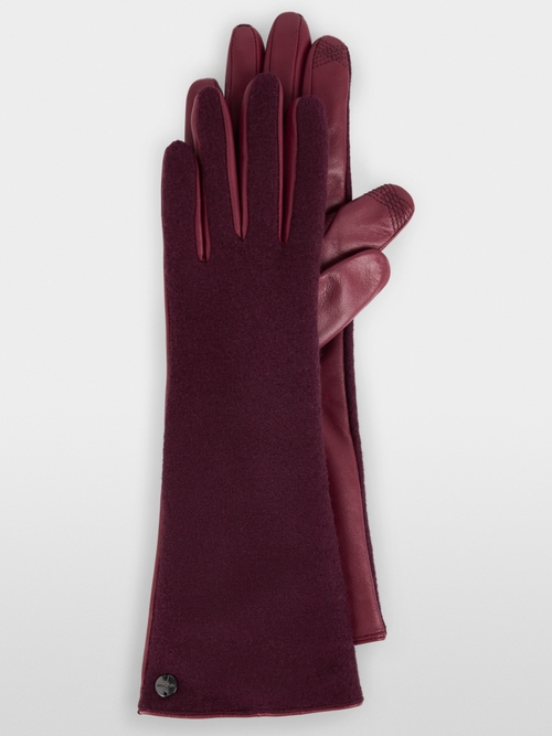 Leather-wool blend gloves