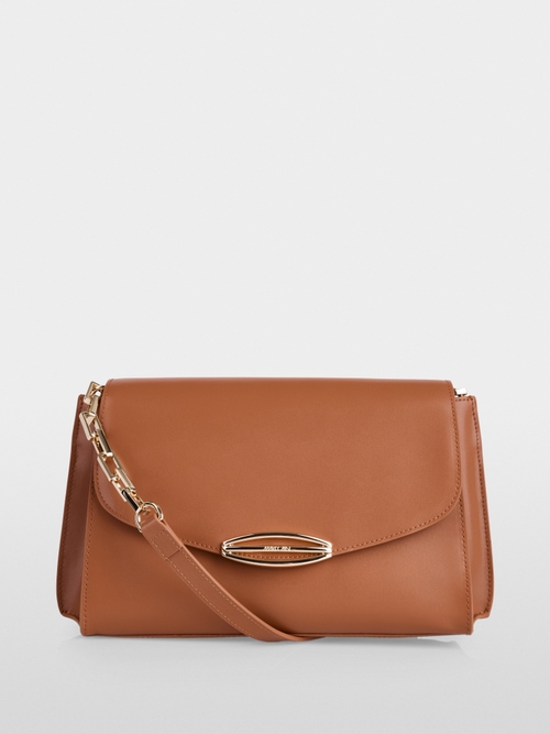 Flap-over shoulder bag with chain