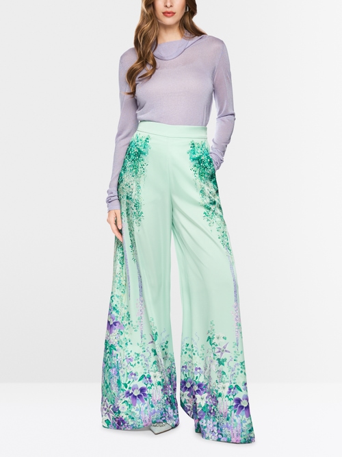 Turtleneck top with sheen and ruffles