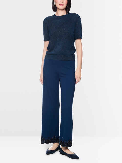 Short-sleeved round neck jumper