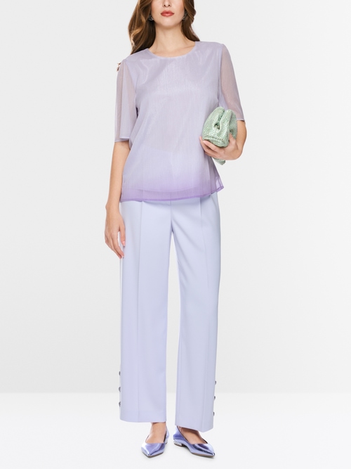 Shirt blouse with sheer sleeves