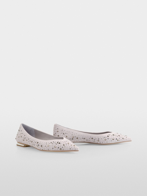 Suede ballerina flats with crystals