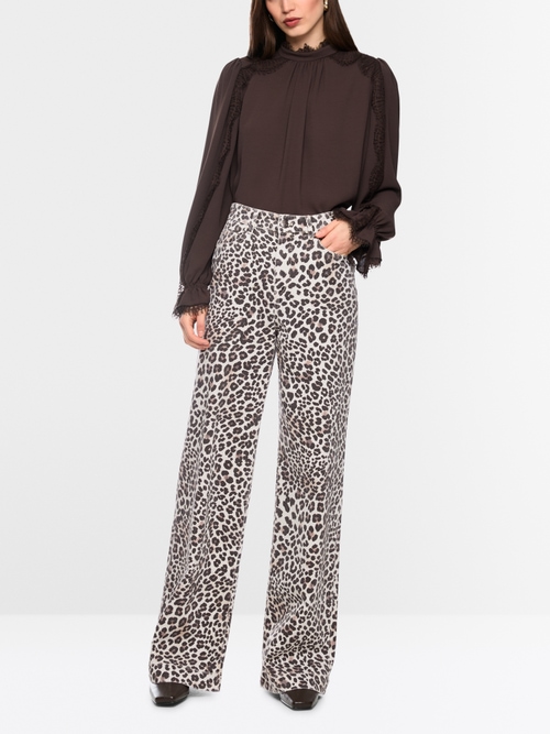 WARRI wide fit leopard print jeans