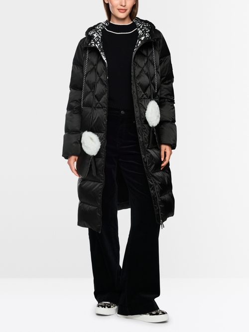Long quilted coat with hood