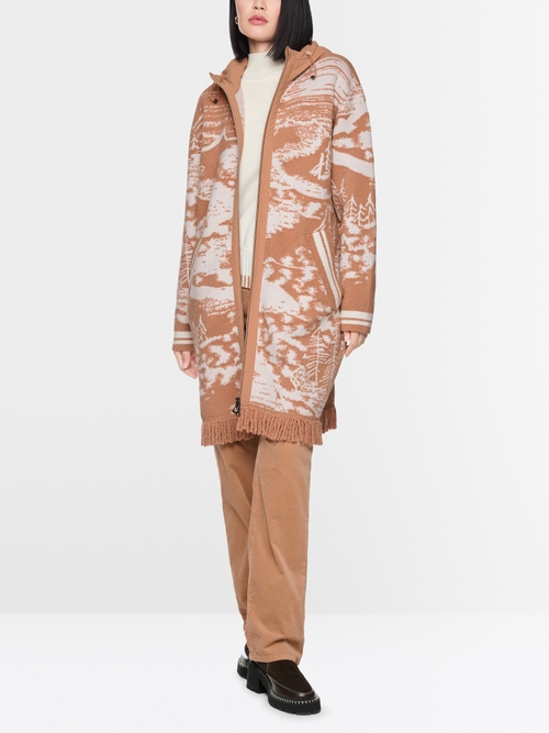 Bouclé coat with jacquard pattern