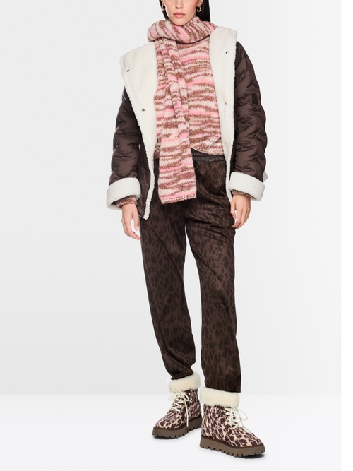 Down jacket with curly teddy fleece