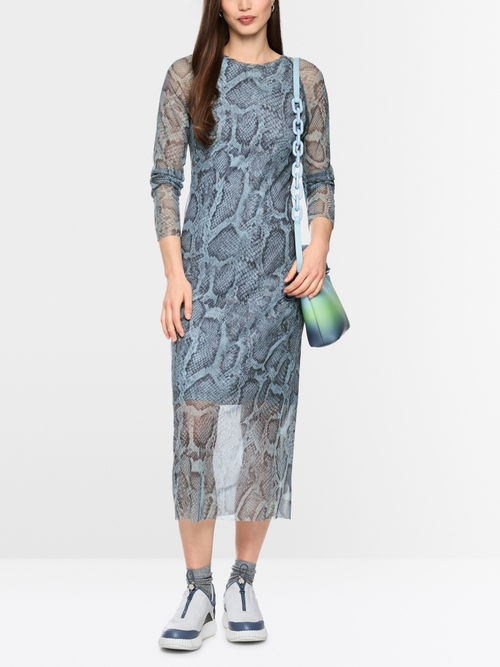 Mesh dress with animal print