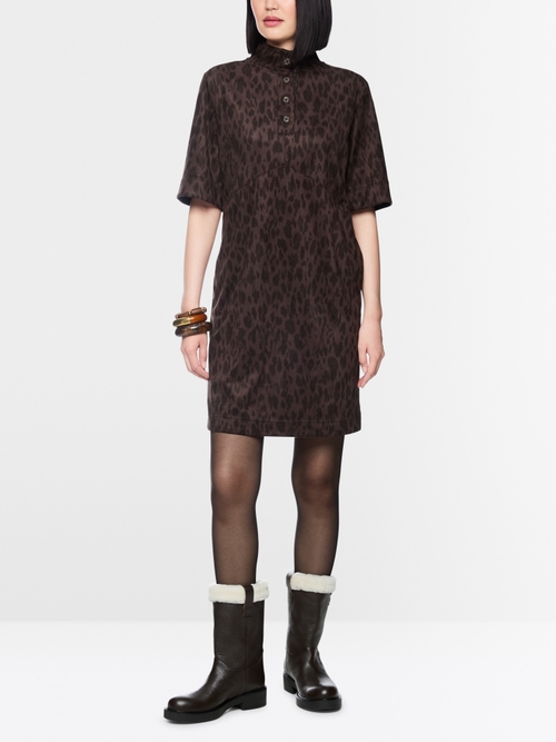 Faux suede dress with leopard print