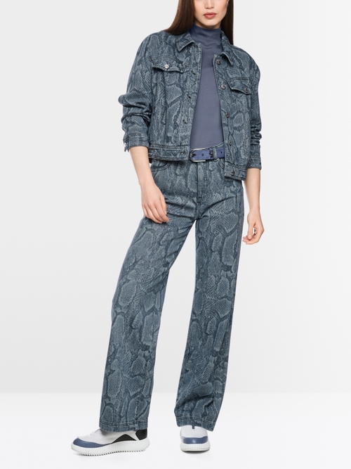 Denim jacket with animal print