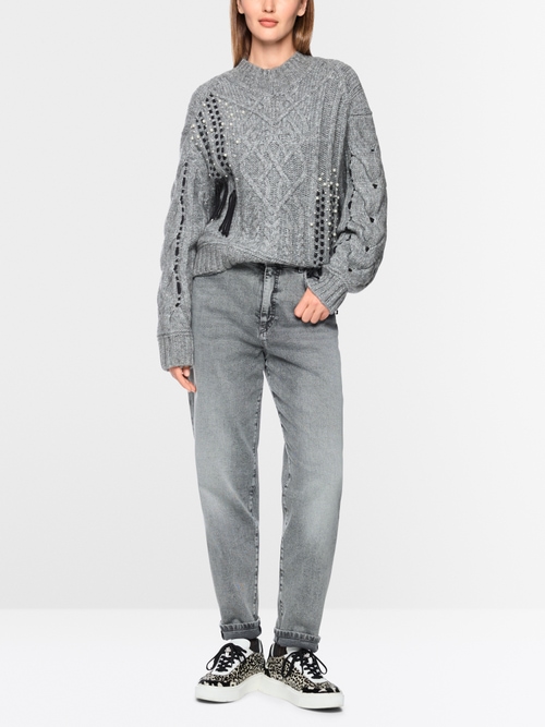 Cable-knit jumper with details