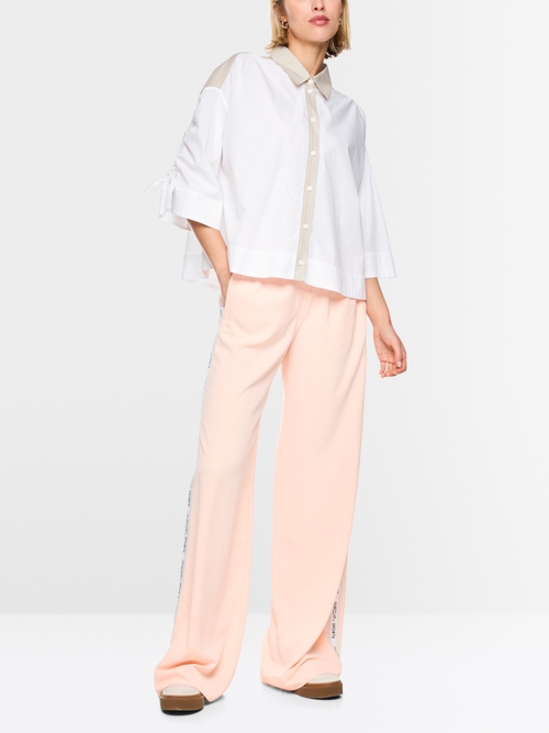 Blouse courte en coton avec détails contrastés