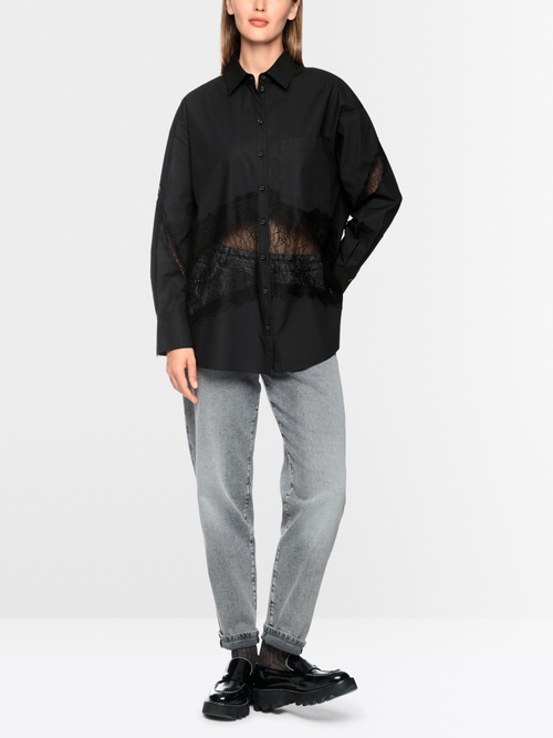 Blouse with lace inserts