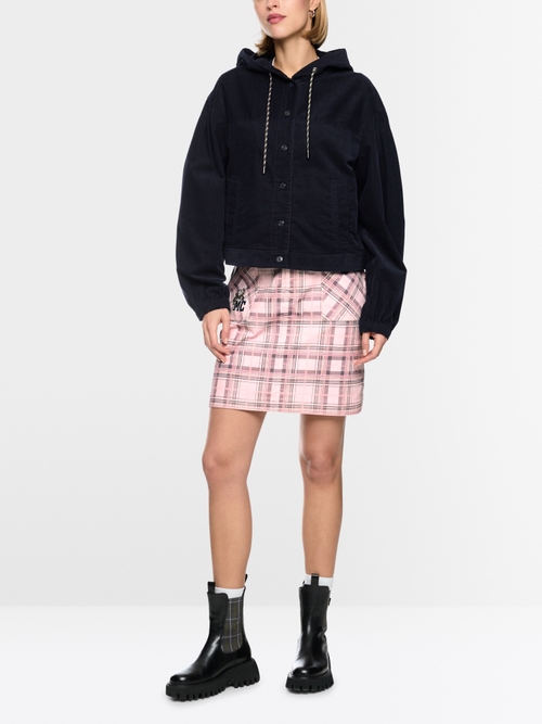 Delicate check & embroidery cord skirt