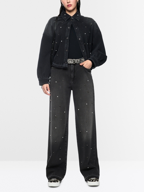 RUMA jeans with rhinestone trim