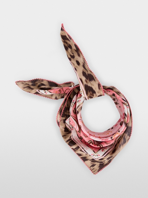 Foulard en coton et soie avec mélange de motifs