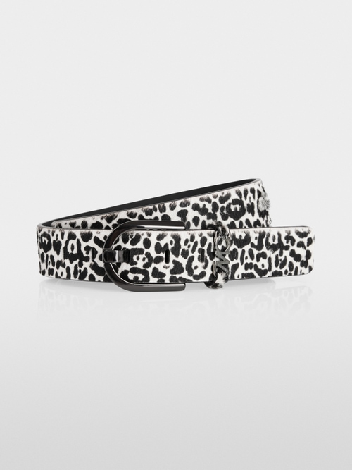 Leather belt with leopard print