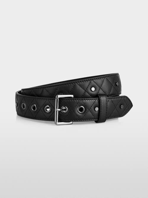Quilted leather belt
