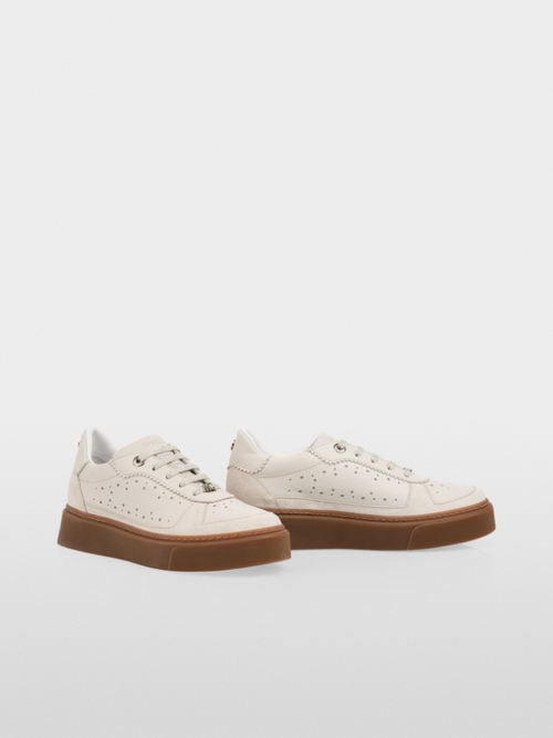 Suede trainers with perforations