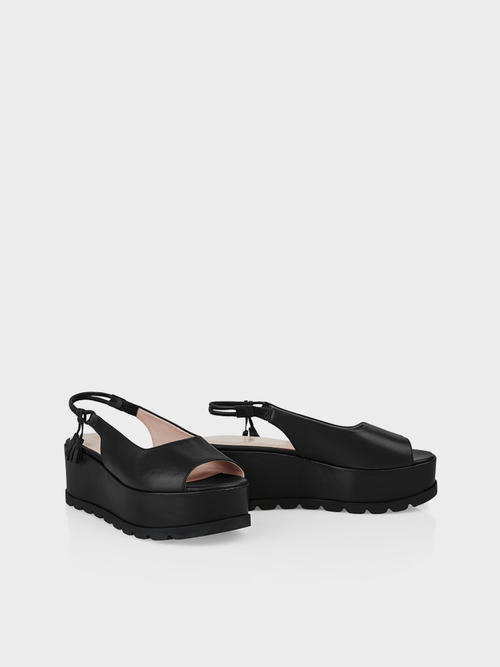 Peep-toe slingback sandals with platform