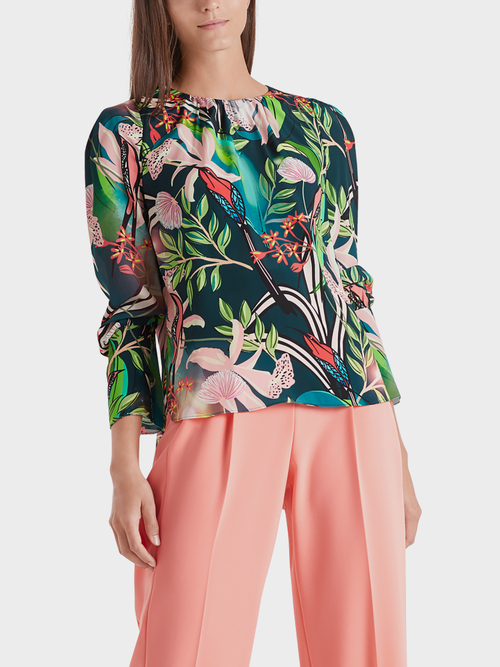 Print-Bluse aus Viskose und Seide