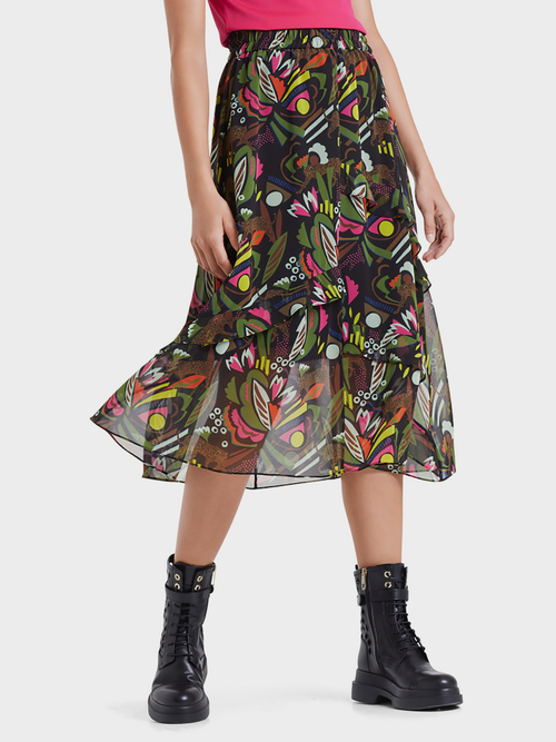 Schwingender Rock mit Jungle-Print