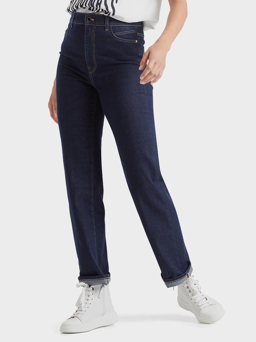 High-Waist-Jeans aus Raw Denim