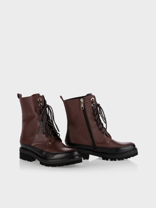 Biker boots with distinctive lacing