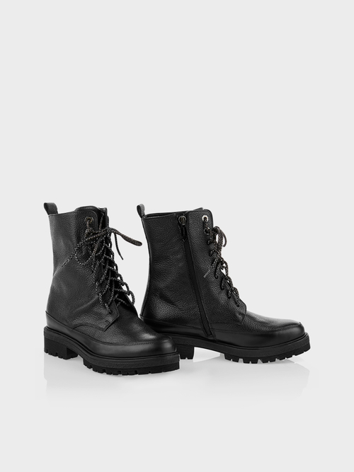 Biker boots with distinctive lacing