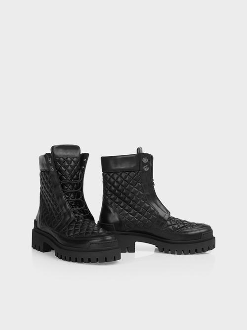 Bikerboots met gewatteerd stiksel