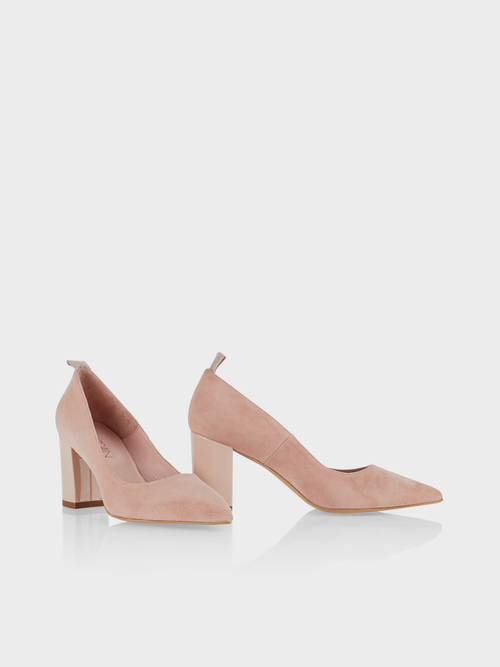 Suede pumps with block heel